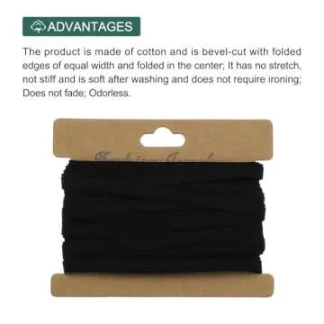 MECCANIXITY 1/4 Inch Double Fold Bias Tape Cotton Continuous Bulk Bias Tape for Sewing,Seaming Quilting Hemming Binding Crafts (Gray Black 6 Yards)