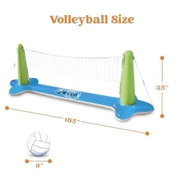 Inflatable Volleyball Net & Basketball Hoops Pool Float Set; Balls Included for Kids and Adults, Summer Pool Game, Floaties, Volleyball Court (105”x28”x35”)|Basketball (27”x23”x27”),Green