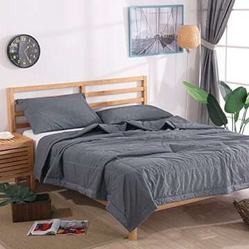 NTCOCO Comforter Set Thin Quilt - Lightweight Summer Comforter, 100% Cotton, Machine Washable, Soft ...