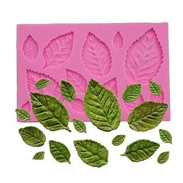 Leaf Mold Silicone Leaves Fondant Molds,Tree Leaves Mold for Cake Decoration,Maple Leaves Candy Mold...