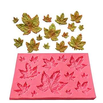 Leaf Mold Silicone Leaves Fondant Molds,Tree Leaves Mold for Cake Decoration,Maple Leaves Candy Mold,Cupcake Topper,Polymer Clay,Crafting,Chocolate,Resin Mold