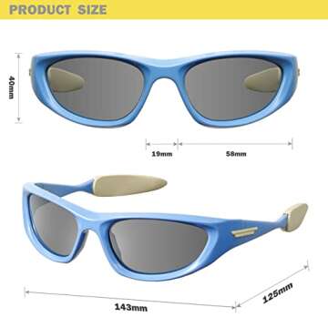 mosanana Y2k Wrap around Sunglasses for Women Men Trendy Cool Cute Funky Fashion Retro Vintage Blue Unique Stylish 90s Aesthetic Shade Sunnies Futuristic Chunky Cyber Ladies Sun Glasses Frame Freak