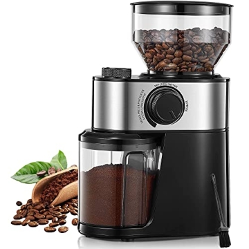 Electric Burr Coffee Grinder, FOHERE Coffee Bean Grinder with 18 Precise Grind Settings, 2-14 Cup fo...