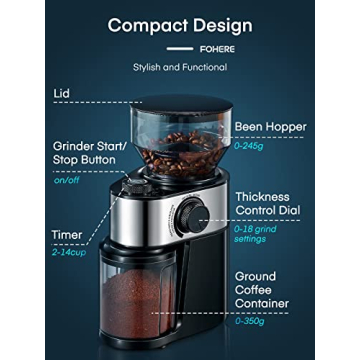 Electric Burr Coffee Grinder with 18 Grind Settings