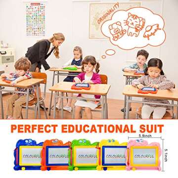 Hymaz 5 Pcs Mini Magnetic Drawing Board for Kids,Colorful Doodle Drawing Board for Toddlers 1-3, Erasable Doodle Board Tablet Writing Pad for Boys Girls Classroom Rewards Party Favors Bag Stuffers