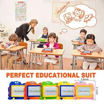 Hymaz 5 Pcs Mini Magnetic Drawing Board for Kids,Colorful Doodle Drawing Board for Toddlers 1-3, Erasable Doodle Board Tablet Writing Pad for Boys Girls Classroom Rewards Party Favors Bag Stuffers