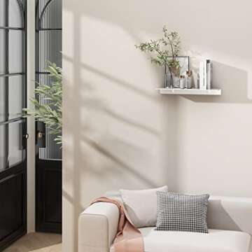 Danpoo Adhesive Floating Shelf for Wall Storage - 12" Silver Metal Shelf for Home Decor