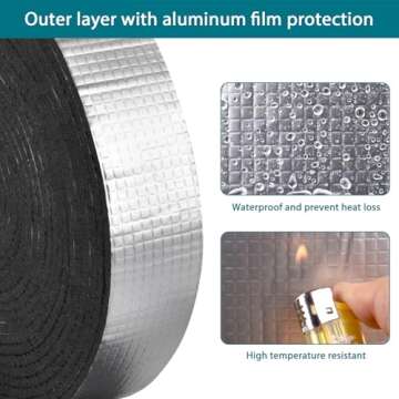 High-Performance Pipe Wrap Insulation - 33 ft Self-Adhesive