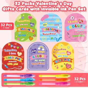 Aviski 32Pcs Kids Valentines Day Gifts for Classroom - Valentine Cards with Pens Novelty Toys for Boys Girls Exchange Gifts, Party Favor Prizes, Valentine’s Greeting Gifts