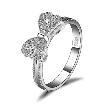 JewelryPalace 14K Gold Plated 925 Sterling Silver Rings for Women, Cubic Zirconia Promise Rings for ...