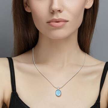 Elegant 925 Sterling Silver Aquamarine Birthstone Necklace