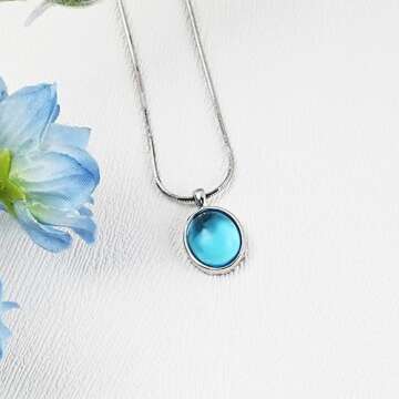 Elegant 925 Sterling Silver Aquamarine Birthstone Necklace