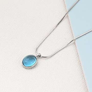 Elegant 925 Sterling Silver Aquamarine Birthstone Necklace