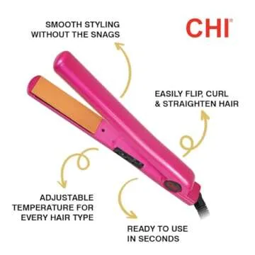 CHI Tourmaline Ceramic Hair Straightening Flat Iron | Stylish Pink | 1-Inch Plates for Professional ...