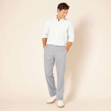 Classic-Fit Expandable-Waist Dress Pants for Men