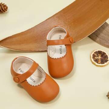 Felix & Flora Soft Sole Brown Baby Dress Shoes - Infant Baby Walking Shoes Moccasins Rubber Sole Crib Shoes(Brown,6-9Months Infant)