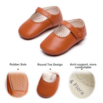 Felix & Flora Soft Sole Brown Baby Dress Shoes - Infant Baby Walking Shoes Moccasins Rubber Sole Crib Shoes(Brown,6-9Months Infant)