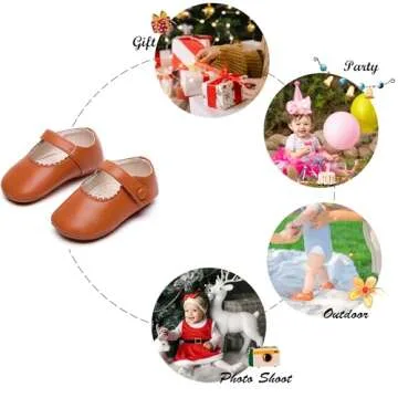 Felix & Flora Soft Sole Brown Baby Dress Shoes - Infant Baby Walking Shoes Moccasins Rubber Sole Crib Shoes(Brown,6-9Months Infant)
