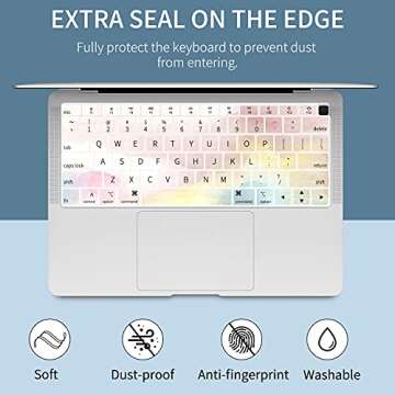Watbro Compatible with MacBook Air 13 Inch Laptop Case 2020 2019 2018 Release A2337 M1/A2179/A1932 ,Colorful Mist Case with Keyboard Cover Skin for MacBook Air 2020 with Touch ID(Rainbow Mist)