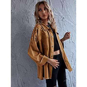 MakeMeChic Women's Button Front Long Sleeve Drop Shoulder Pocket Coat Jacket Brown XS