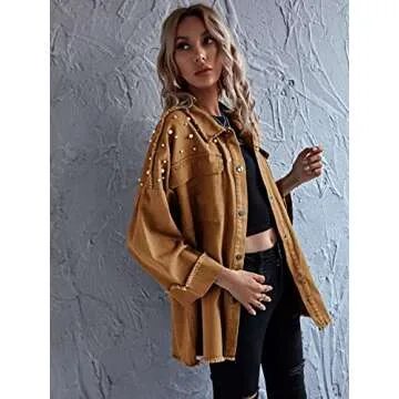 MakeMeChic Women's Button Front Long Sleeve Drop Shoulder Pocket Coat Jacket Brown XS
