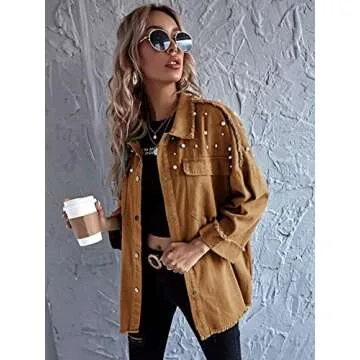 MakeMeChic Women's Button Front Long Sleeve Drop Shoulder Pocket Coat Jacket Brown XS