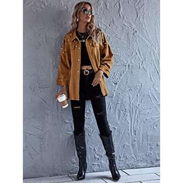 MakeMeChic Women's Button Front Long Sleeve Drop Shoulder Pocket Coat Jacket Brown XS