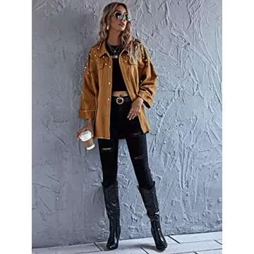 MakeMeChic Women's Button Front Long Sleeve Drop Shoulder Pocket Coat Jacket Brown XS