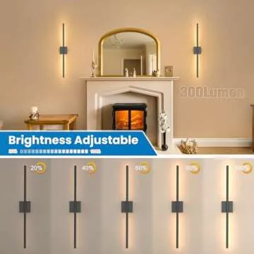 NIORSUN 27.6 Inch Battery Operated Wall Sconce Set of 2, 360° Rotation Black Rechargeable Wall Lights with Detachable Tube and Remote, 3CCT Dimmable Wireless Wall Lamp for Living Room Bedroom Hallway