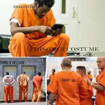 Hqroidd Prisoner Jumpsuit Adult Prison Costume Orange Uniform Jail Pants Inmate Outfits Child Crimin...