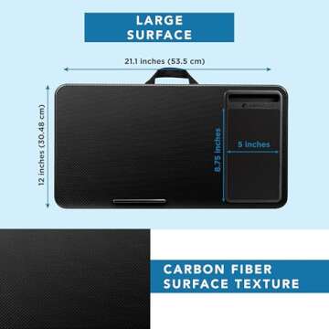 LAPGEAR Home Office Lap Desk with Device Ledge, Mouse Pad, and Phone Holder - Black Carbon - Fits up to 15.6 Inch Laptops - Style No. 91588