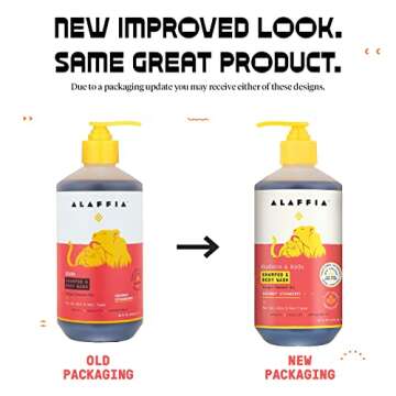 Alaffia Babies and Kids Gentle Shampoo & Body Wash - Coconut Strawberry 2 Pack 16 Fl Oz Each