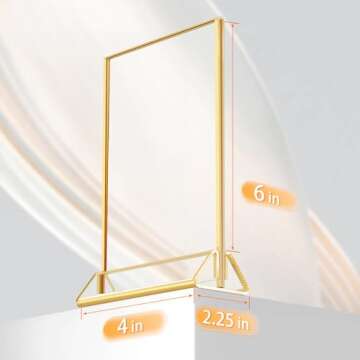 HIIMIEI Acrylic Gold Frames Sign Holders 4x6, Double Sided Table Menu Display Stand, Wedding Table Numbers Holder(6 Pack)