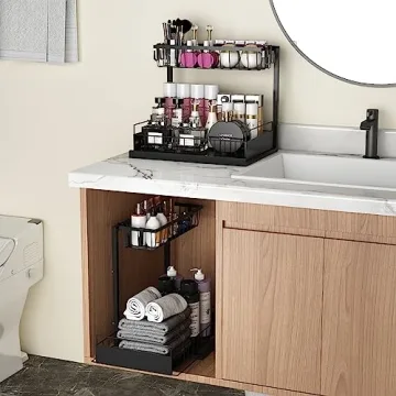 REALINN Under Sink Organizer - Adjustable & Multi-Use Storage