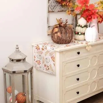 ARKENY Fall Pumpkin Orange Table Runner 13x72 Inches, Thanksgiving Holiday Indoor Outdoor Table Decoration for Home