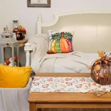 ARKENY Fall Pumpkin Orange Table Runner 13x72 Inches, Thanksgiving Holiday Indoor Outdoor Table Decoration for Home