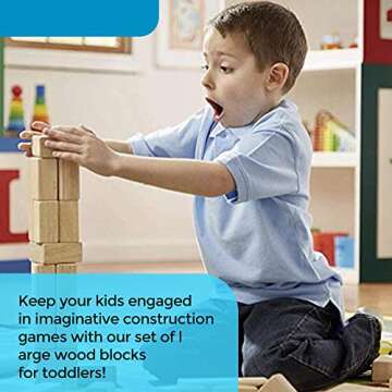 Standard Unit Building Blocks for Toddlers with Storage Tray (64 Pcs) Sanded Wood Blocks for Childre...