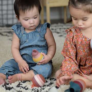 Rosie Bee Silicone Pear Stacker Toy for Kids, Toddlers, Babies - Baby Teether Toys, Stacking, Nesting, Sorting, Puzzle, Blocks, Travel, Bath, Sensory, Gift, Educational, Montessori