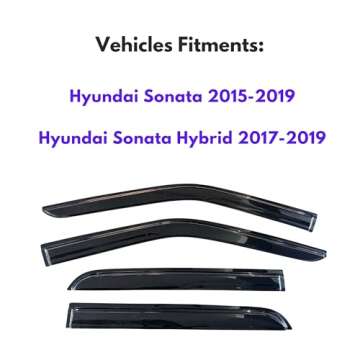 KPY Window Visor Rain Guard for Hyundai Sonata & Hybrid 2015-2019, 4PC Mugen Style