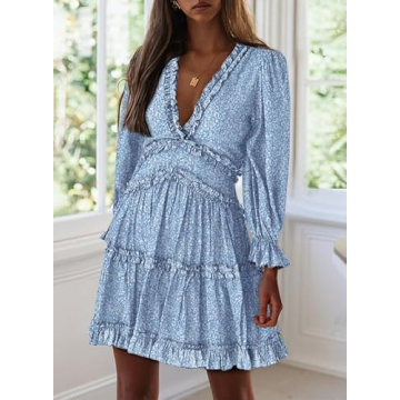 Stylish Summer Dress with Flared Sleeves and Ruffle Hem