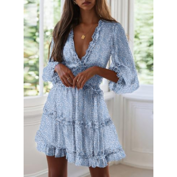 Stylish Summer Dress with Flared Sleeves and Ruffle Hem
