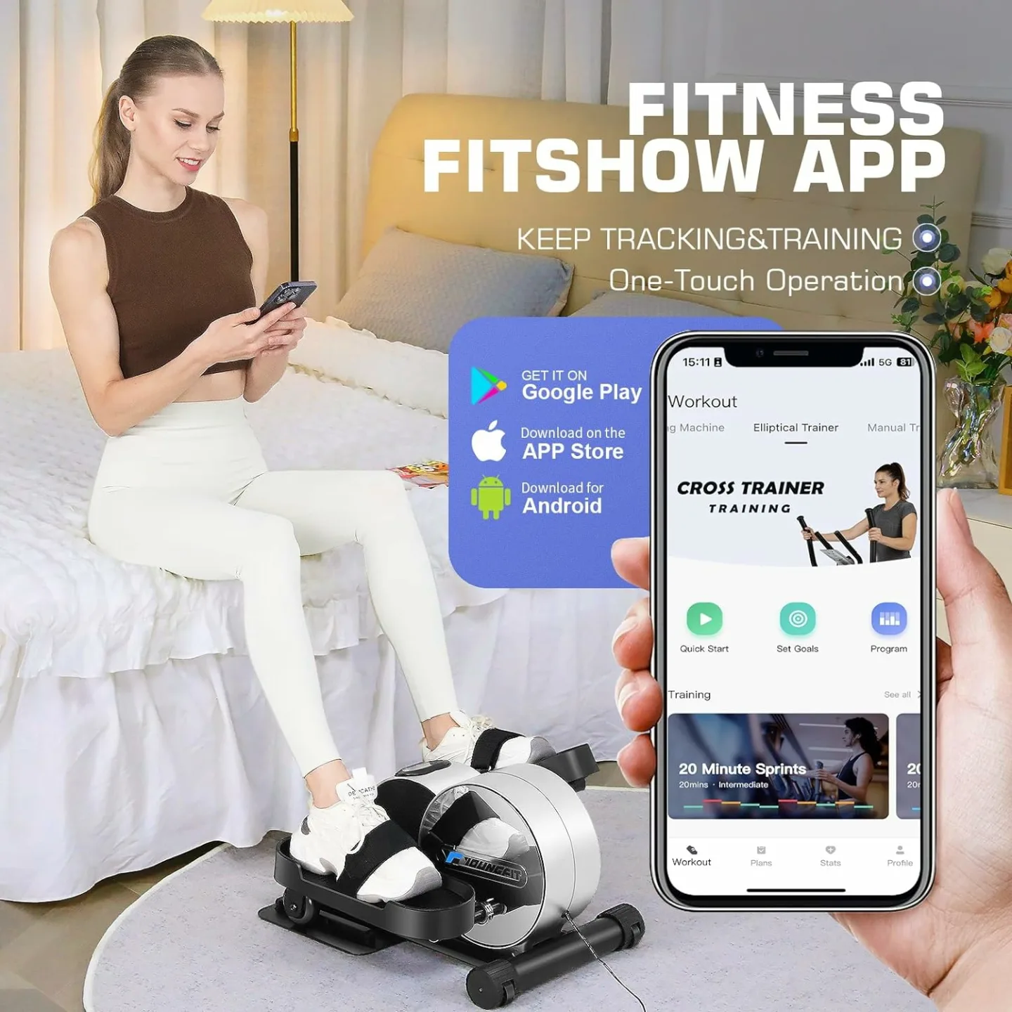 Electric Under Desk Elliptical with Fitness APP