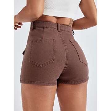 WDIRARA Women's High Waisted Raw Hem Distressed Ripped Casual Denim Shorts Rust Brown XS