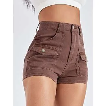 WDIRARA Women's High Waisted Raw Hem Distressed Ripped Casual Denim Shorts Rust Brown XS