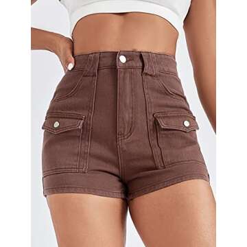WDIRARA Women's High Waisted Raw Hem Distressed Ripped Casual Denim Shorts Rust Brown XS
