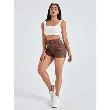WDIRARA Women's High Waisted Raw Hem Distressed Ripped Casual Denim Shorts Rust Brown XS