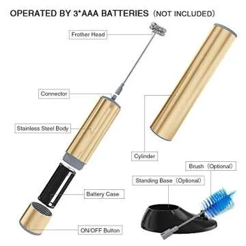 Daugee Handheld Milk Frother for Perfect Foamed Drinks