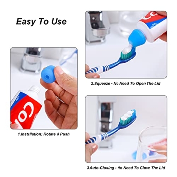 6 Pack Silicone Toothpaste Cap, Tnvee Reusable Squeezer Dispenser