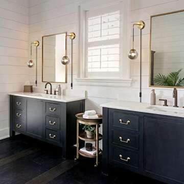 KCO Modern Globe Wall Sconce with Plug in Industrial Vintage Wall Lamp On/Off Switch Adjustable Minimalist 1-Light Mounted Reading Lamps for Bedroom Living Room Corridor(Smoke Gray & 2-Pack)