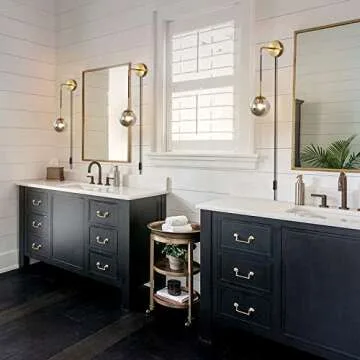 KCO Modern Globe Wall Sconce with Plug in Industrial Vintage Wall Lamp On/Off Switch Adjustable Minimalist 1-Light Mounted Reading Lamps for Bedroom Living Room Corridor(Smoke Gray & 2-Pack)